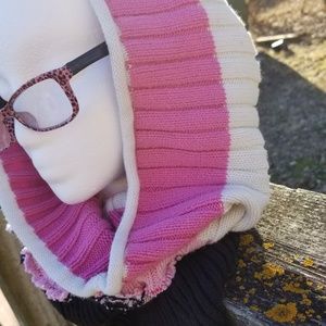 Snood Infinity Scarf Pink Black Upcycled